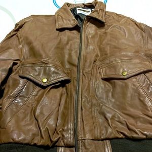 Men’s London Fog Vintage Genuine Leather Bomber Jacket